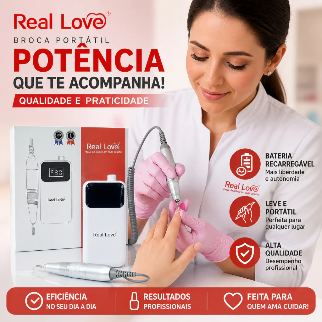 LIXADEIRA MOTOR PORTÁTIL PARA UNHAS 3.0 30.000RPM RECARREGAVEL DM-01 REAL LOVE - Imagem 6