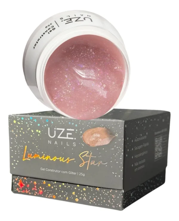 GEL CONSTRUTOR COM GLITER LUMINOUS STAR NUDE 25G  UZE NAILS
