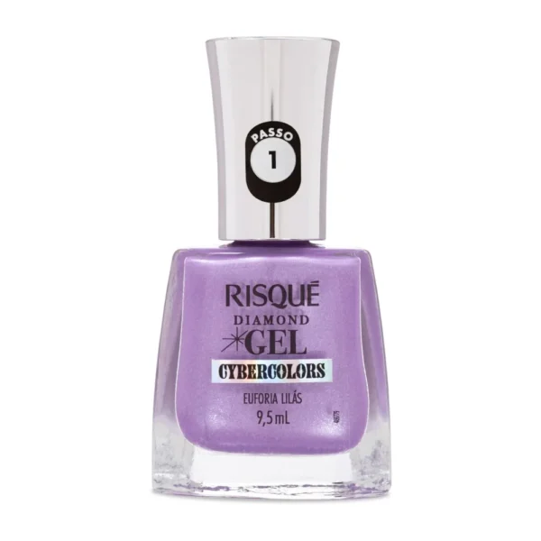 ESMALTE RISQUÉ DIAMOND GEL CYBERCOLORS EUFORIA LILÁS METÁLICO 9,5 ML