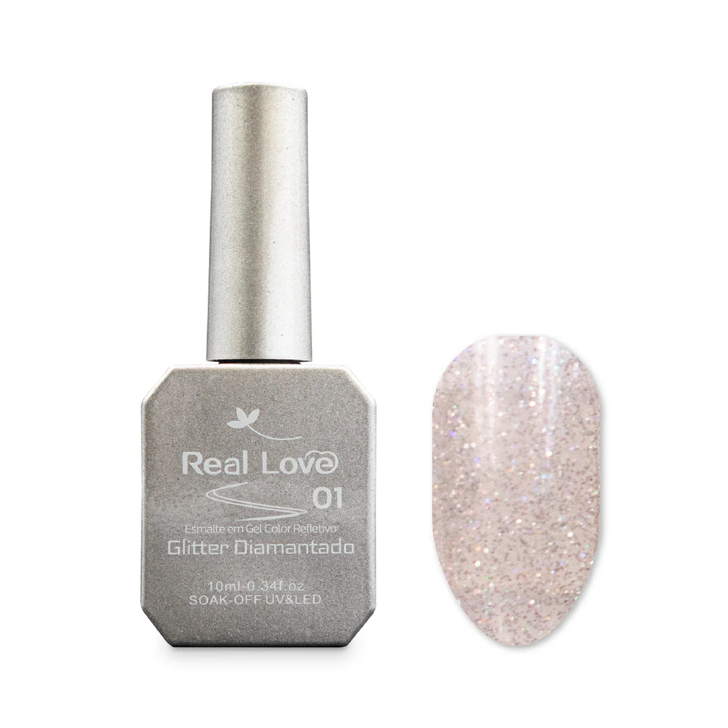 ESMALTE EM GEL GLITTER DIAMANTADO REFLETIVO | COR: 01 | LT-39-22 | REAL LOVE