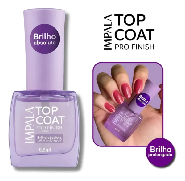 ESMALTE IMPALA TOP COAT PRO FINISH BRILHO ABSOLUTO 8ML