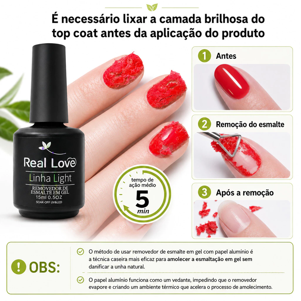 REMOVEDOR DE ESMALTE EM GEL 15ML REAL LOVE - Imagem 2