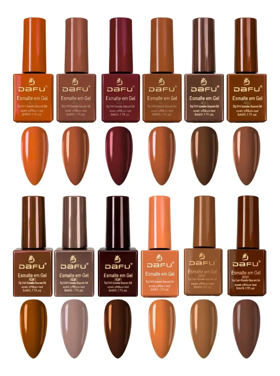 ESMALTES EM GEL 3 EM 1 ONE STEP (12M) #08 TONS MARRONS 5ML DAFU - Imagem 2