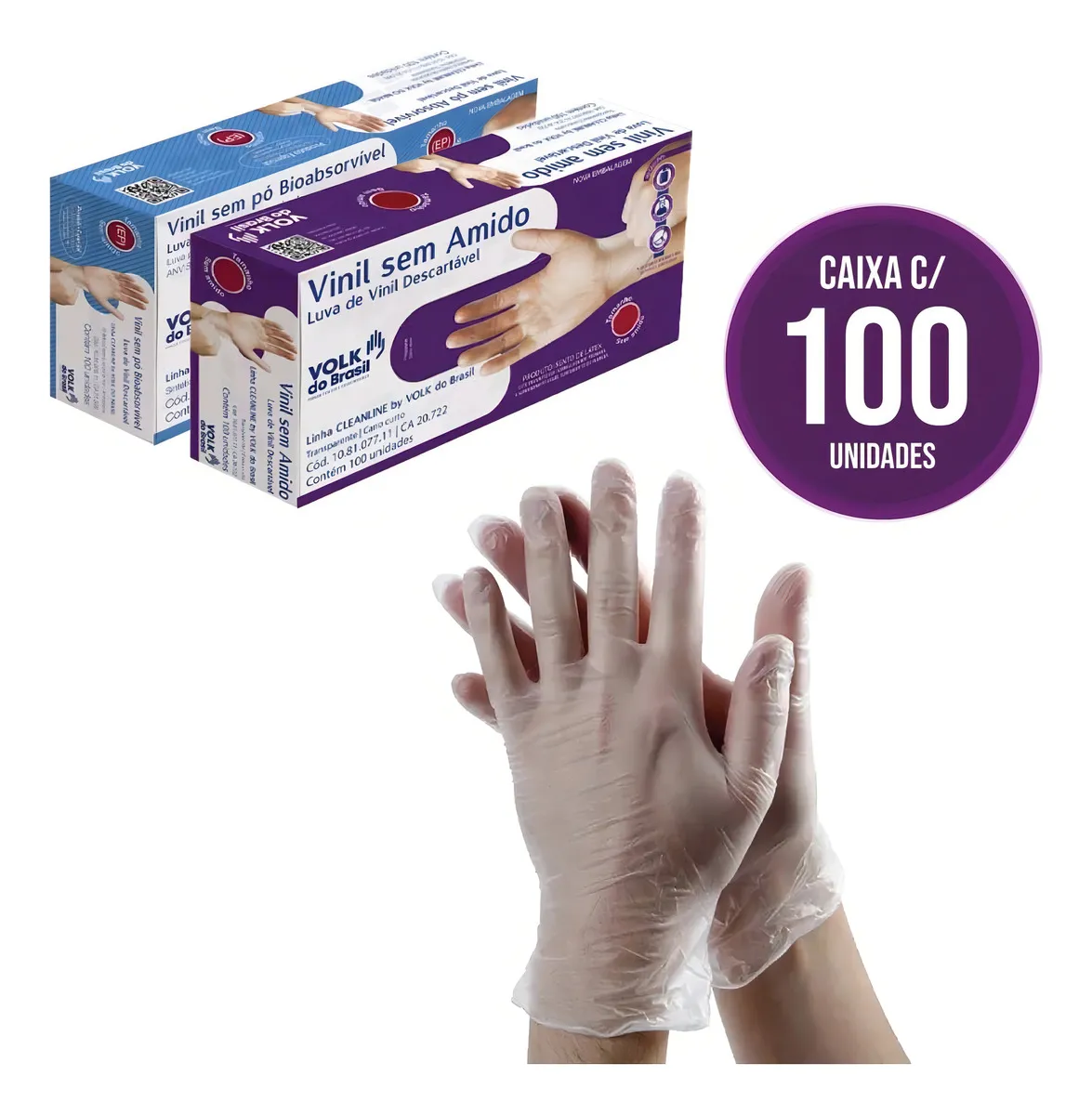 LUVA VINIL ANTI-ALERG VOLK COM AMIDO C/100 G