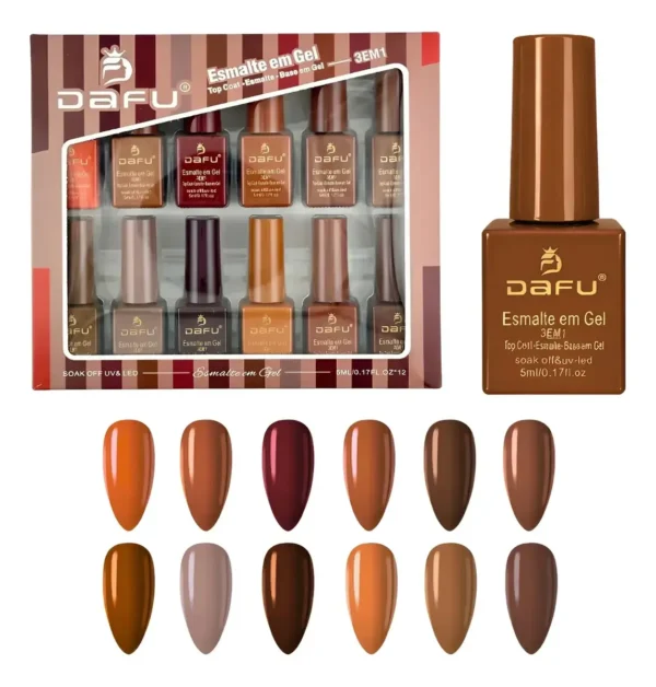 ESMALTES EM GEL 3 EM 1 ONE STEP (12M) #02 TONS MARRONS 5ML DAFU