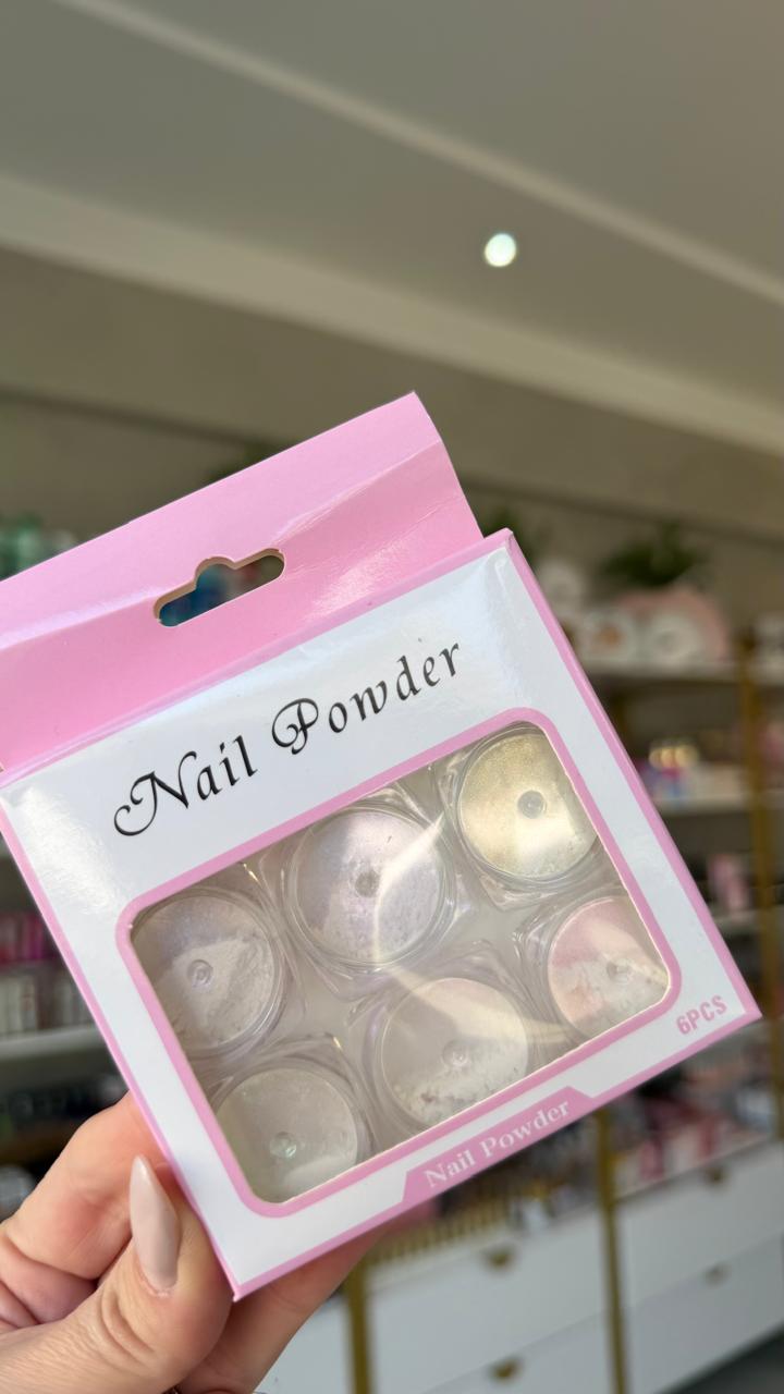 KIT PÓ CROMADO SEREIA 6 TONS PEROLADOS ESPELHADOS NAIL ART