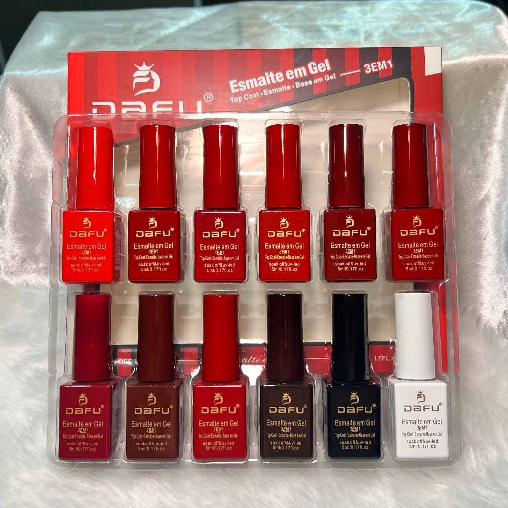 KIT ESMALTES EM GEL 3 EM 1 ONE STEP COM 12 UNIDADES - TONS VERMELHOS