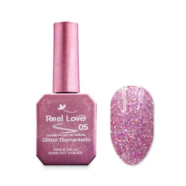 ESMALTE EM GEL GLITTER DIAMANTADO REFLETIVO | COR: 04 | LT-39-4 | REAL LOVE