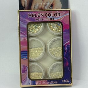 DECORAÇÃO GLITER BRANCO  C/ 6 UNID #RZJF8009 HELEN COLOR