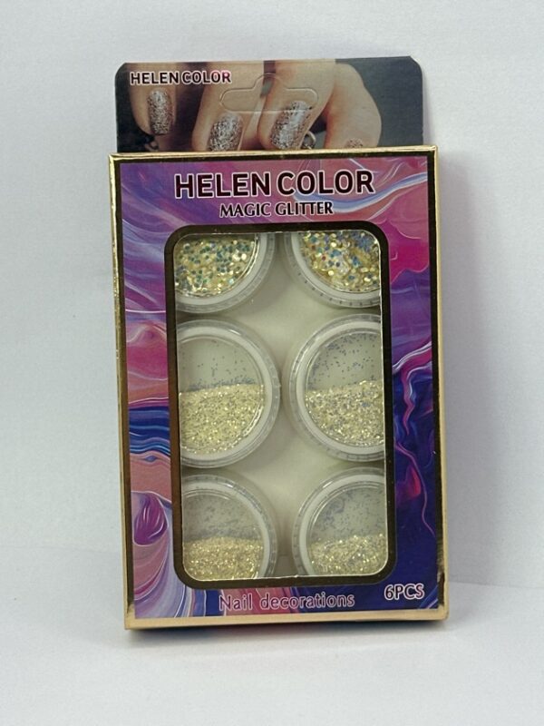 DECORAÇÃO GLITER BRANCO  C/ 6 UNID #RZJF8009 HELEN COLOR