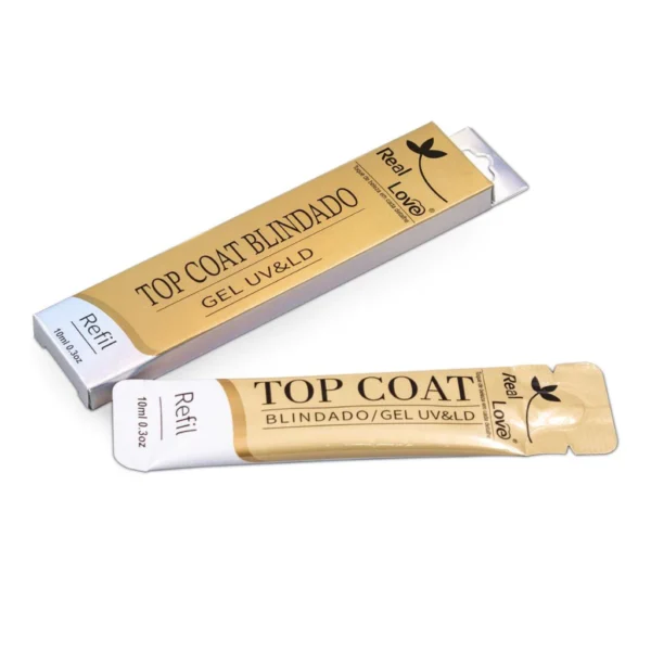 REFIL TOP COAT BLINDADO REAL LOVE 10ML - FINALIZADOR PROFISSIONAL ANTI-RISCO
