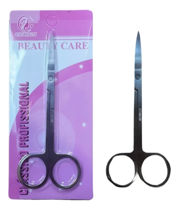 TESOURA PINTA FINA E LONGA PARA UNHA STAY BEAUTY  PRATA
