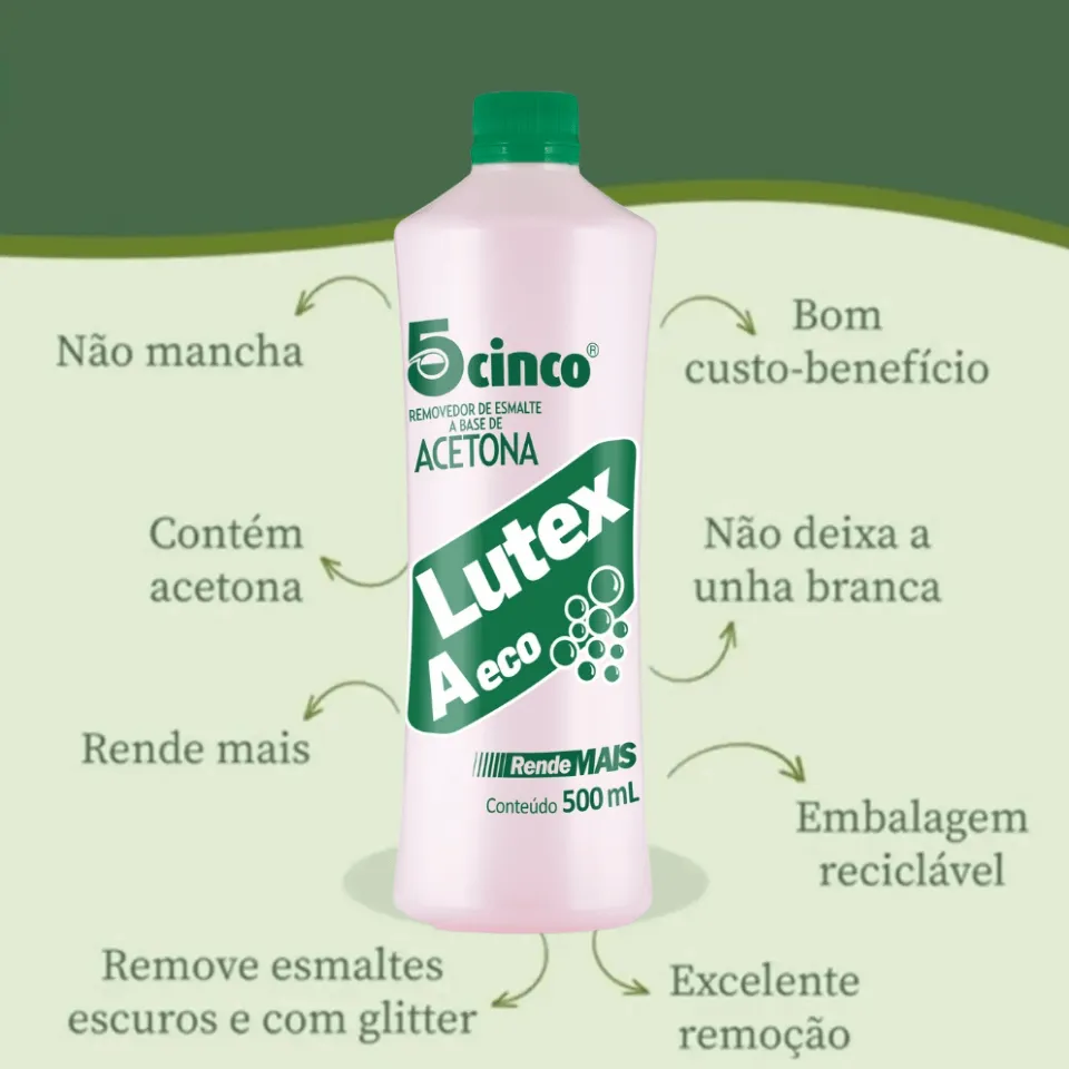 REMOVEDOR DE ESMALTE LUTEX 500ML 5CINCO - Imagem 2
