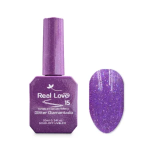 ESMALTE EM GEL GLITTER DIAMANTADO REFLETIVO | COR: 15 | LT-39-15 | REAL LOVE