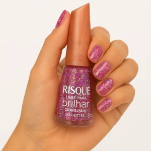 ESMALTE RISQUE COLEÇÃO LIVRE PRA BRILHAR CRAVEJADA NO GLITER 8ML