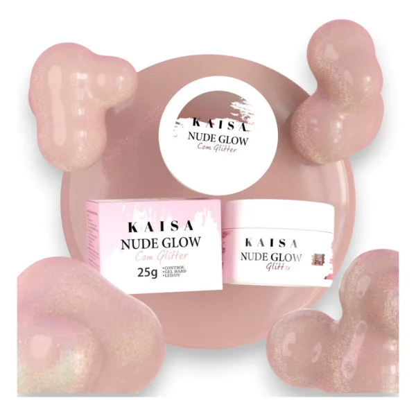 GEL CONSTRUTOR  NUDE GLOW COM GLITER | 25G | CÓD: PA00410_01 | KAISA