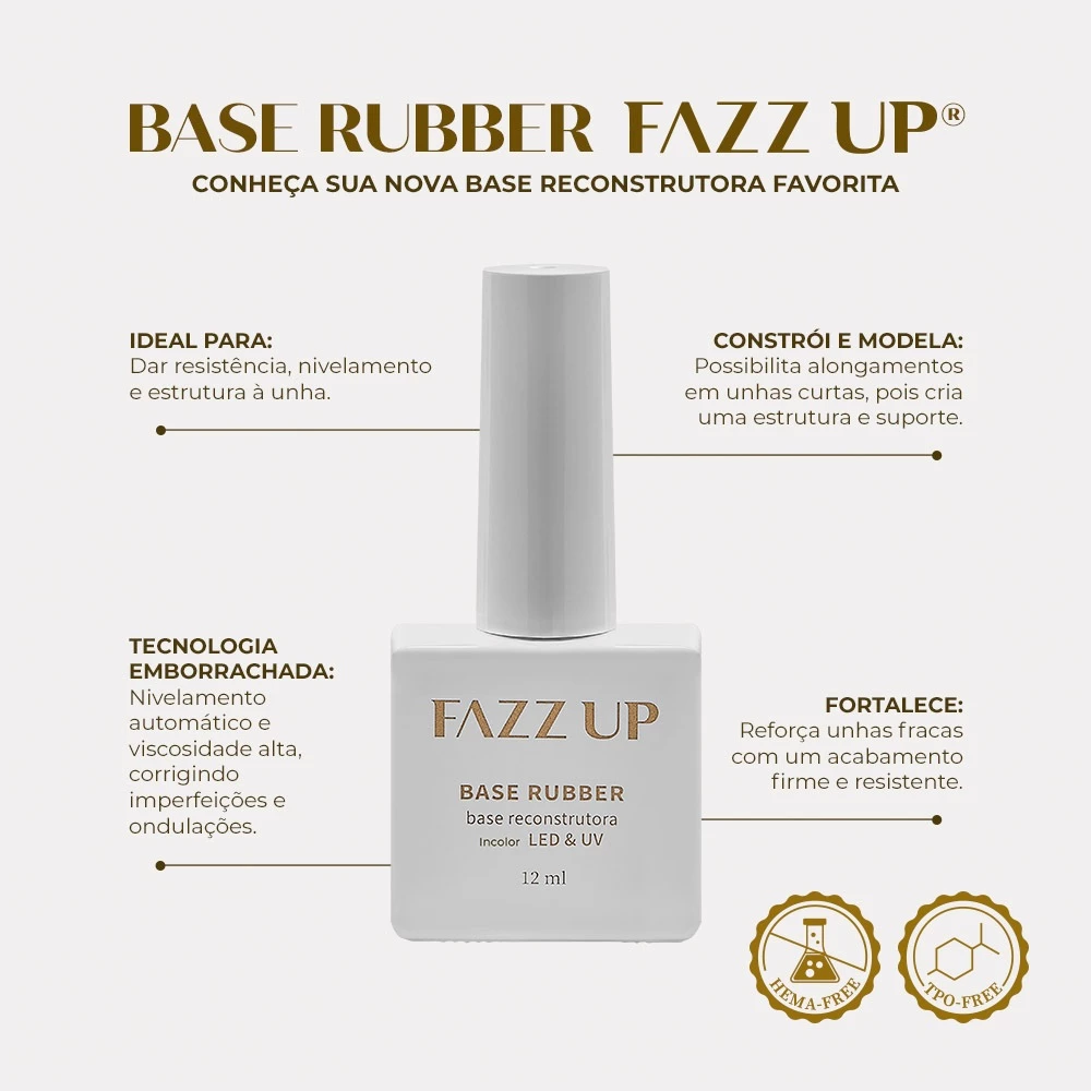 BASE RUBBER CLEAR INCOLOR 12ML FAZZ UP - Imagem 2