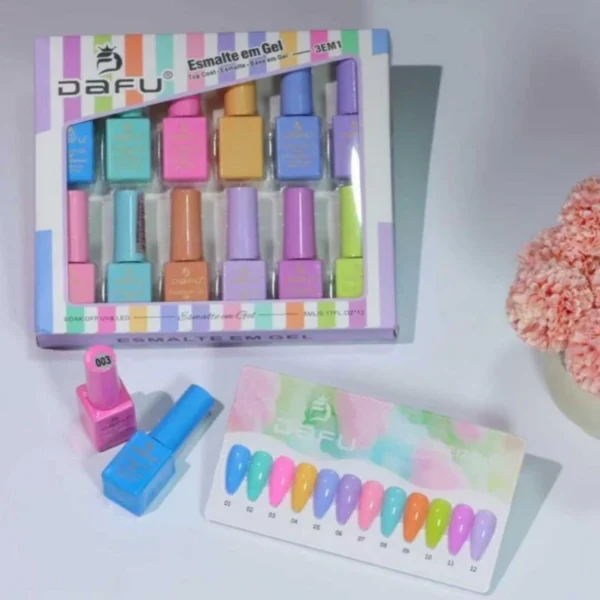 ESMALTES EM GEL 3 EM 1 ONE STEP (12P) #04 TONS PASTEIS 5ML DAFU