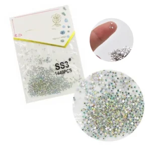 DECORAÇÃO DE UNHA STRASS SS3 PRATA NAIL ART 1440PÇ