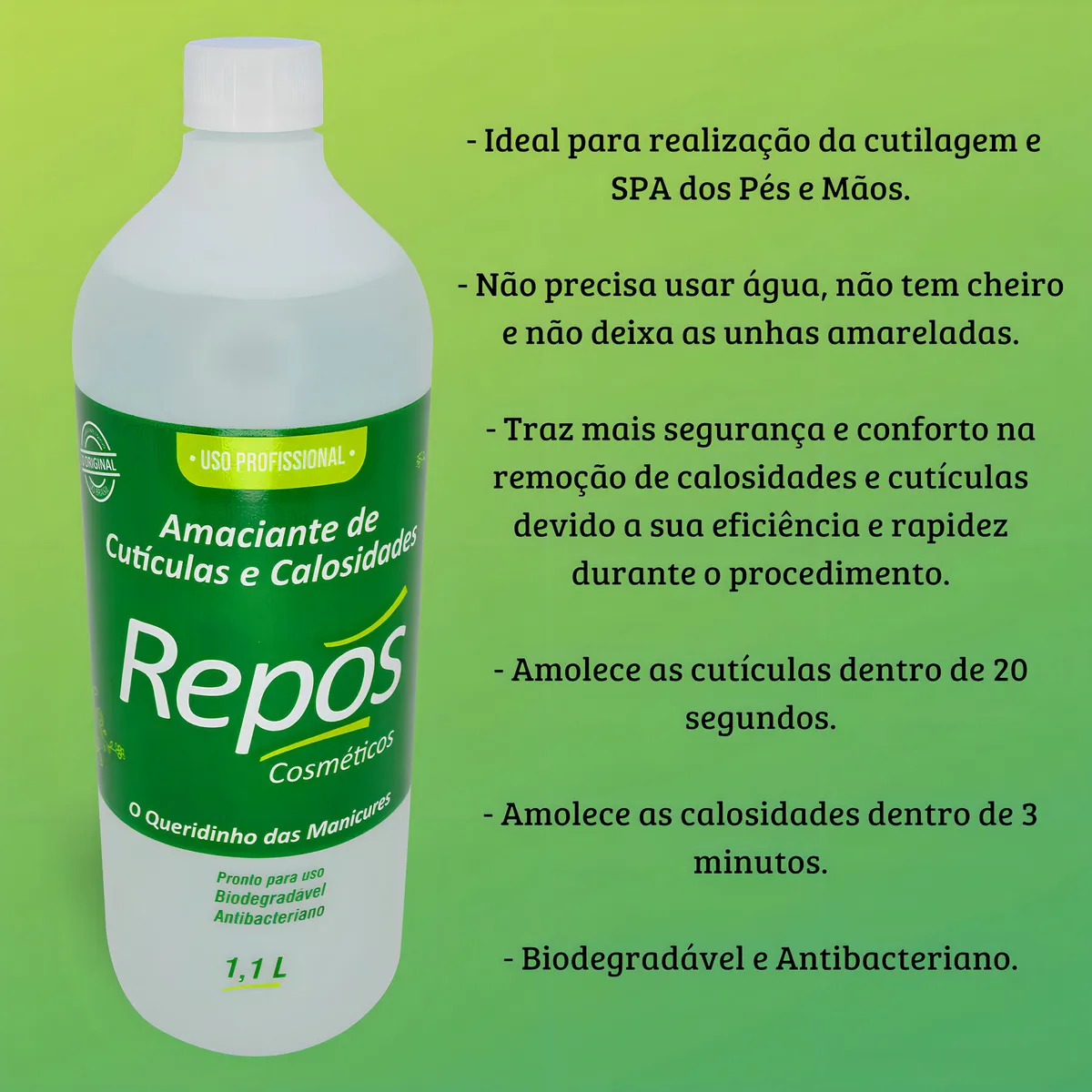 AMACIANTE AMOLECEDOR DE CUTÍCULAS E CALOSIDADES REPÓS 1,1 LT - Imagem 4