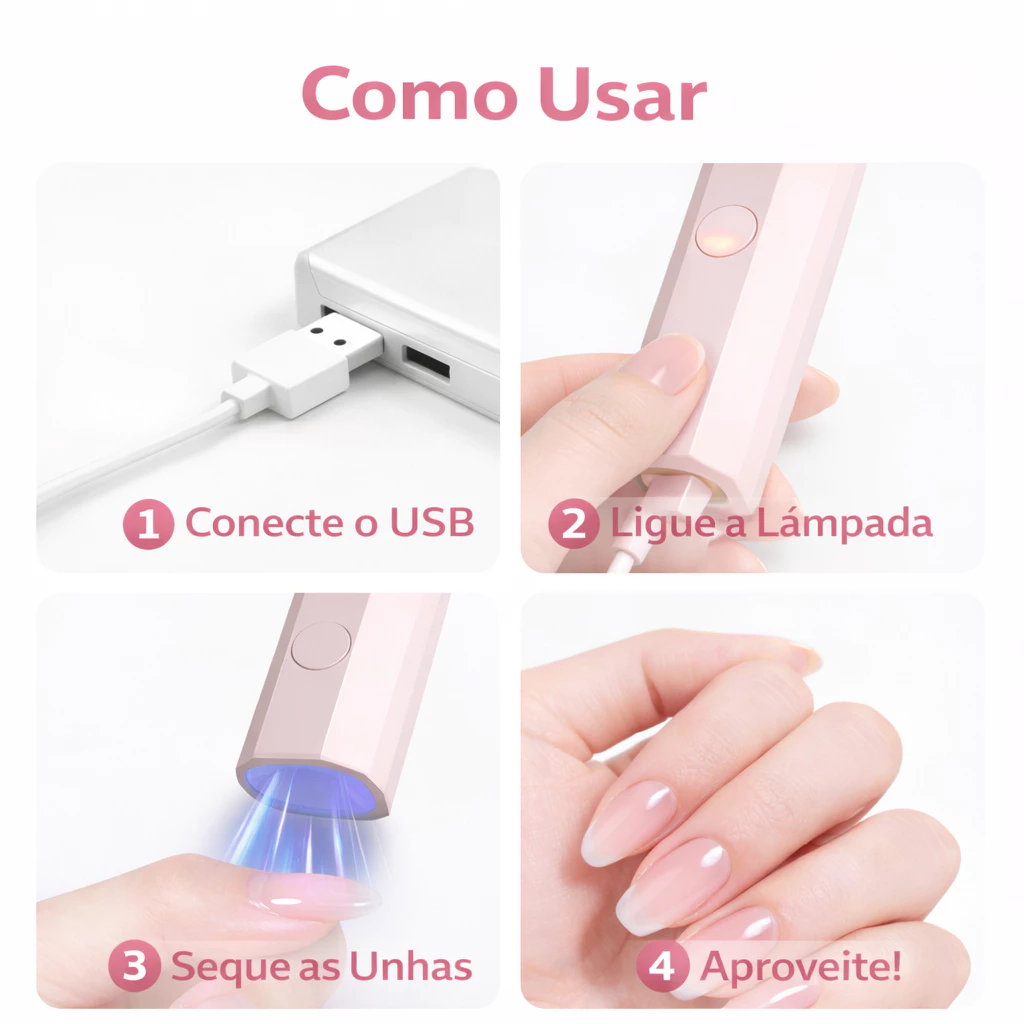 MINI LÂMPADA PORTÁTIL PARA UNHAS SECAGEM RÁPIDA | SECADOR DE UV/LED | LANTERNA USB - Imagem 4