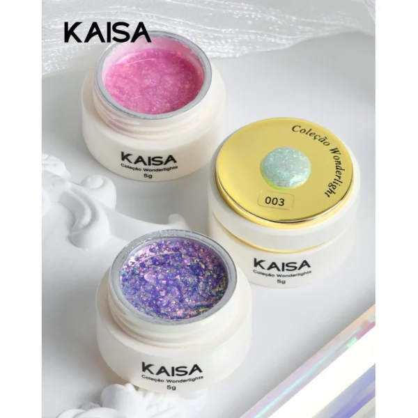 FLAKE EM GEL PARA DECORAÇÃO | LED UV HOLOGRÁFICO | COR: 02 | COLEÇÃO WONDERLIGHT 5G | KAISA