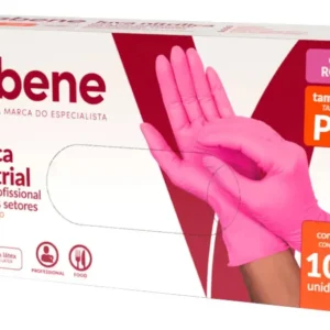 LUVA NITRILICA DESCARTAVEL ROSA VABENE C/100 P