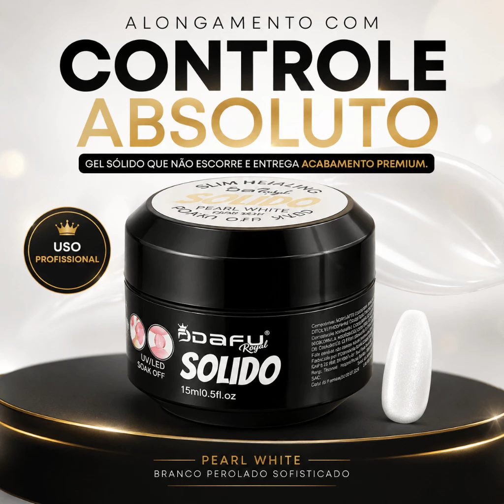 GEL SÓLIDO CONSTRUTOR PEARL WHITE 15ML DAFU - Imagem 3
