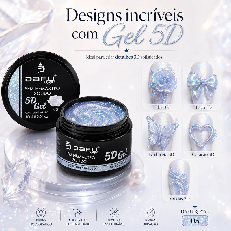 GEL SÓLIDO CONSTRUTOR 5D BUTTERFLY COR 3 15ML DAFU - Imagem 3