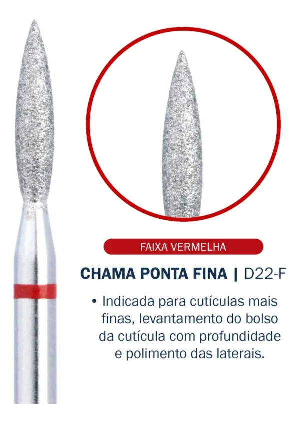 BROCA CHAMA PONTA FINA DIAMANTADA VERMELHA D22-F BLUWE