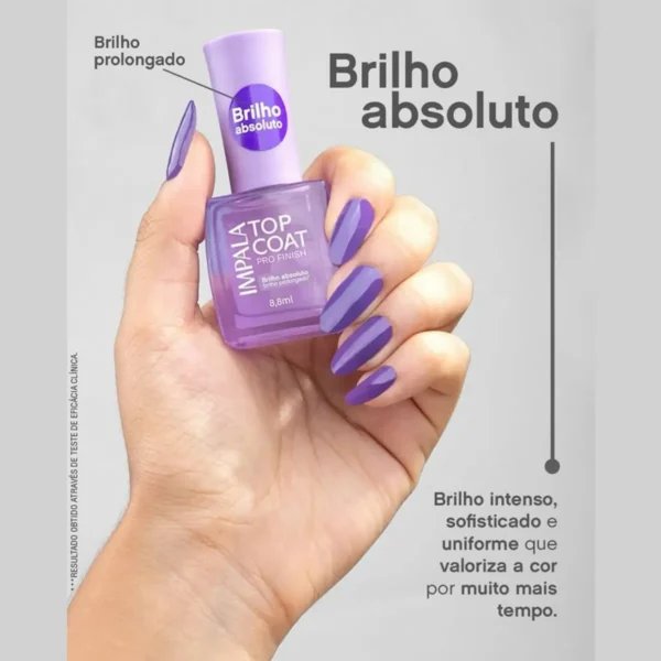 ESMALTE IMPALA TOP COAT PRO FINISH BRILHO ABSOLUTO 8ML
