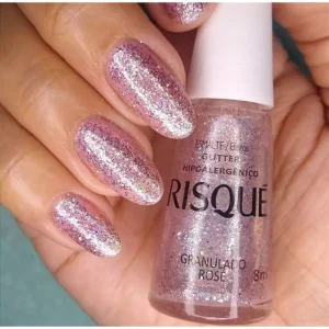ESMALTE RISQUE GLITTER GRANULADO ROSE