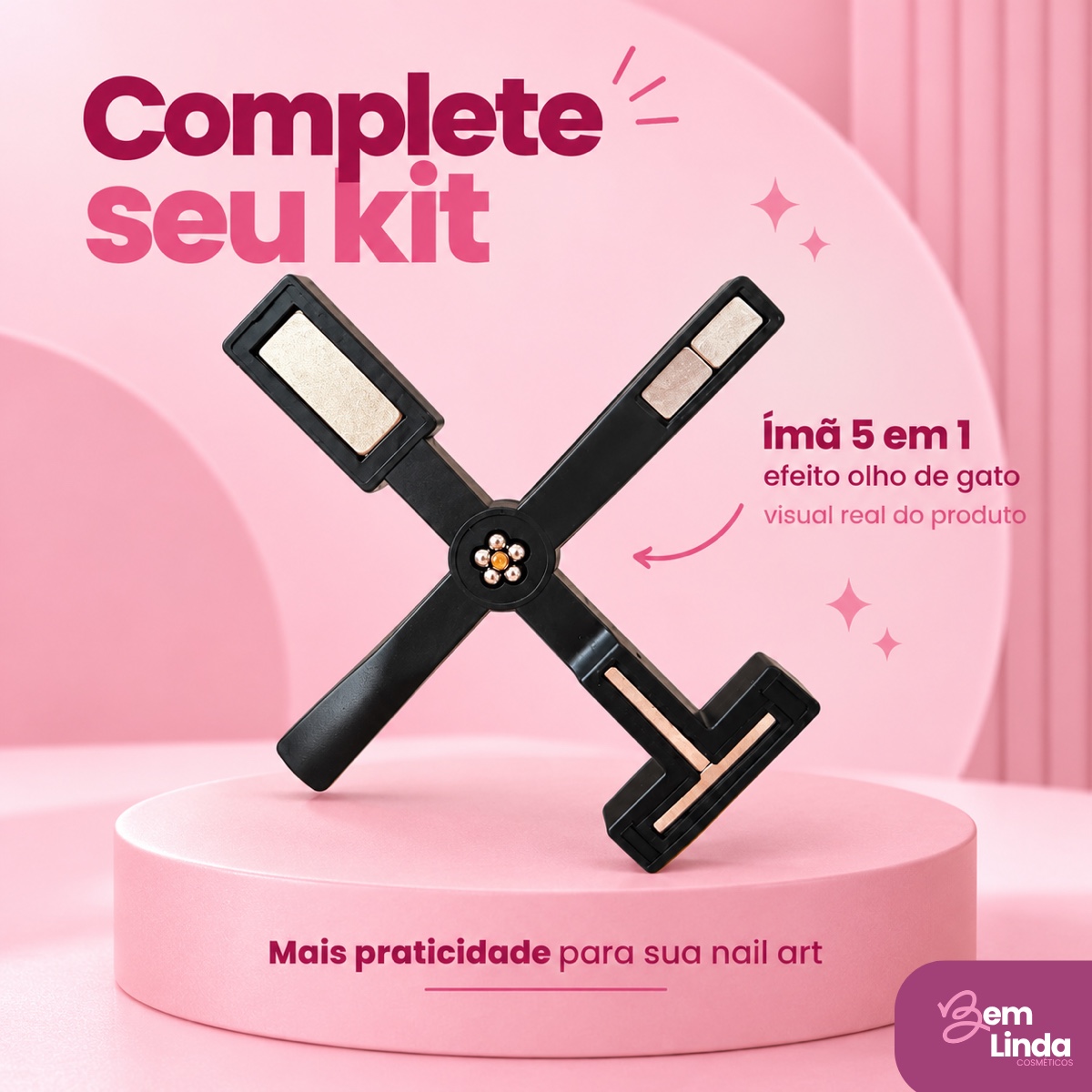 IMÃ MAGNÉTICO 5 EM 1 DAFU PARA ESMALTE GEL OLHO DE GATO - Imagem 6