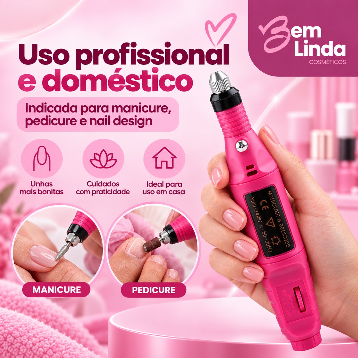 CANETA DE LIXADEIRA DE UNHAS ELÉTRICA PORTATIL COM KIT DE BROCA DAFU - Imagem 5