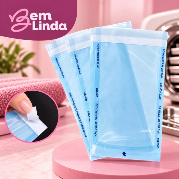 ENVELOPE P/ ESTERILIZACAO EM AUTOCLAVE TAM 9X23 - C/ 100 UN.