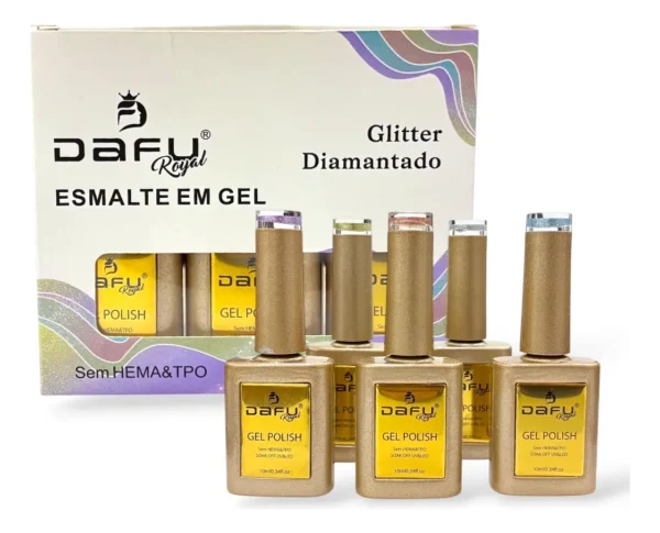 ESMALTE EM GEL GLITTER  DIAMANTADO #EMUV12-RY DAFU 10ML