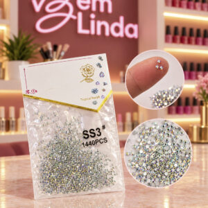 DECORAÇÃO DE UNHA STRASS SS3 PRATA NAIL ART 1440PÇ