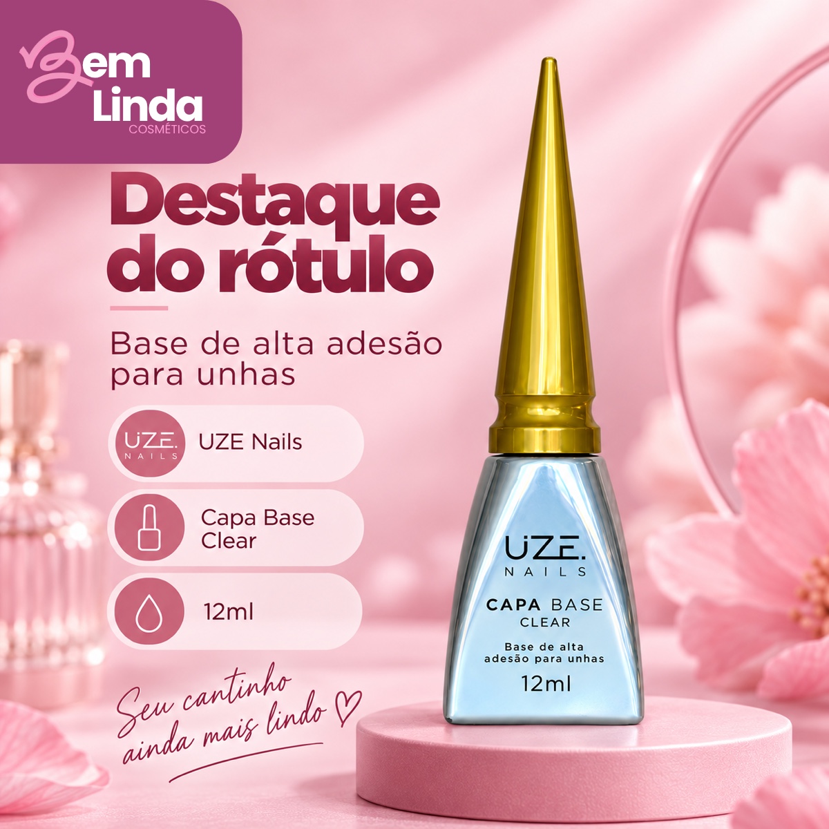 CAPA BASE CLEAR 12ML UZE - Imagem 5