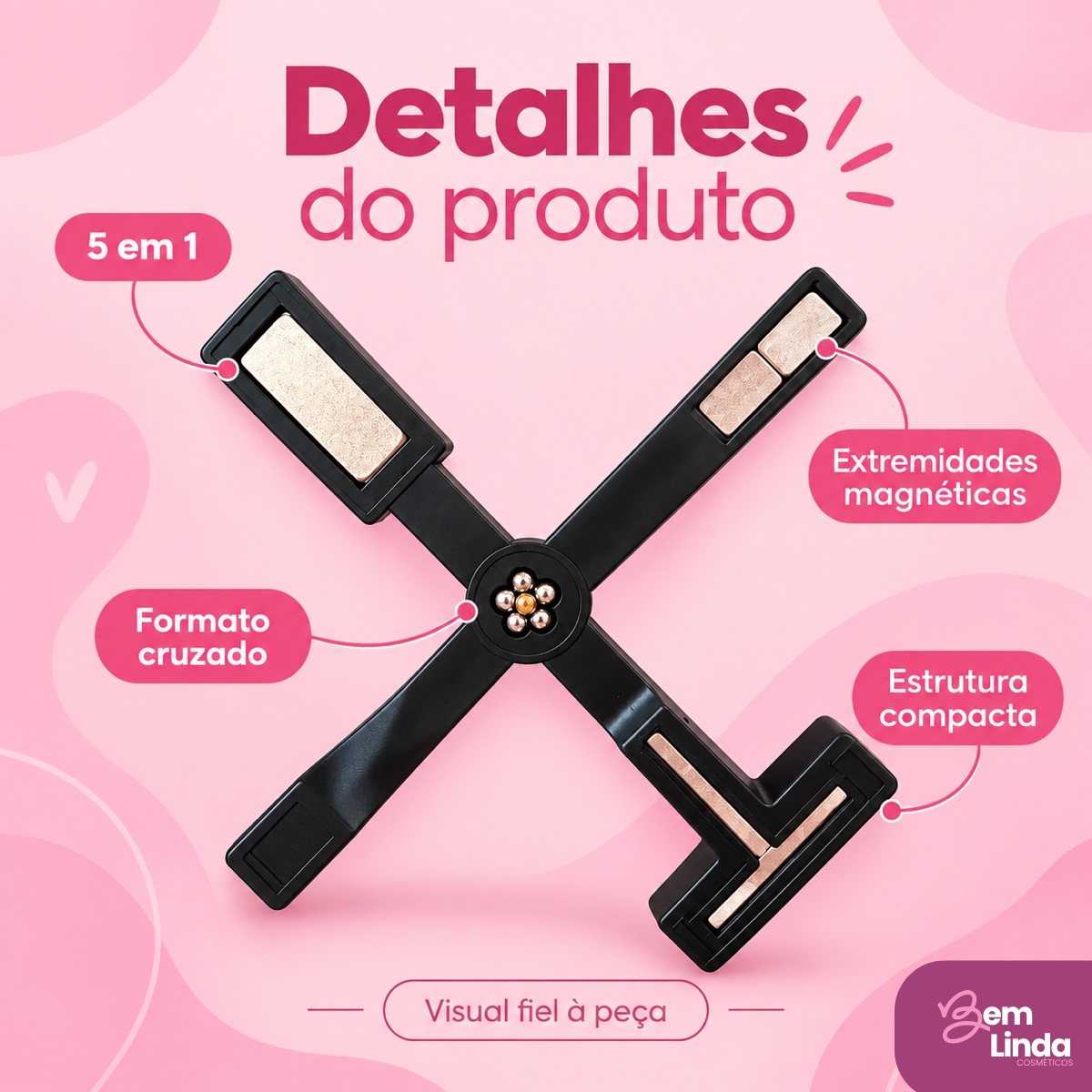 IMÃ MAGNÉTICO 5 EM 1 DAFU PARA ESMALTE GEL OLHO DE GATO - Imagem 3