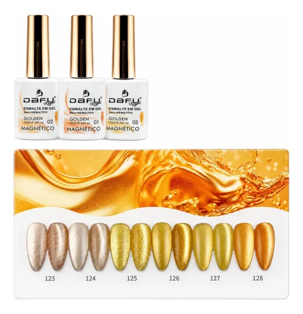 ESMALTE EM GEL MAGNETICO COLEÇÃO GOLDEN #MGRY0607 DAFU 10ML
