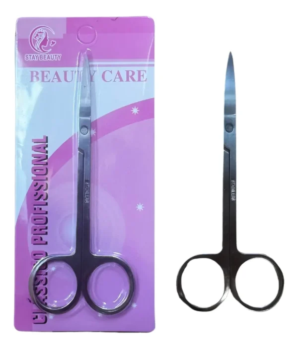 TESOURA PINTA FINA E LONGA PARA UNHA STAY BEAUTY  PRATA