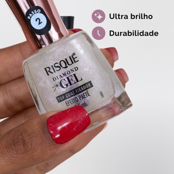 ESMALTE RISQUE DIAMOND GEL TOP COAT EFEITO PAETE 9,5ML