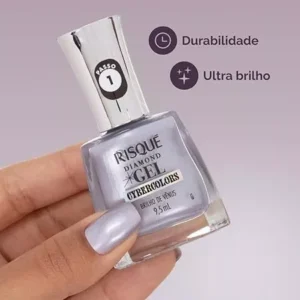 ESMALTE PRATA RISQUÉ DIAMOND GEL CYBERCOLORS BRILHO DE VÊNUS EFEITO 9,5 ML