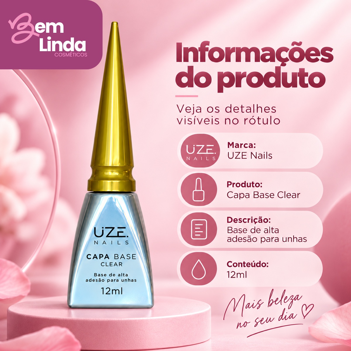 CAPA BASE CLEAR 12ML UZE - Imagem 3