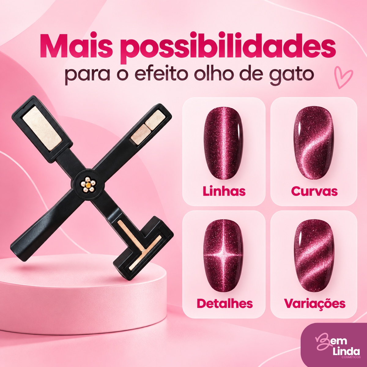 IMÃ MAGNÉTICO 5 EM 1 DAFU PARA ESMALTE GEL OLHO DE GATO - Imagem 4
