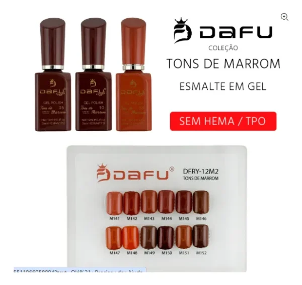 ESMALTE EM GEL COLEÇÃO TONS DE MARROM DAFU 12ML