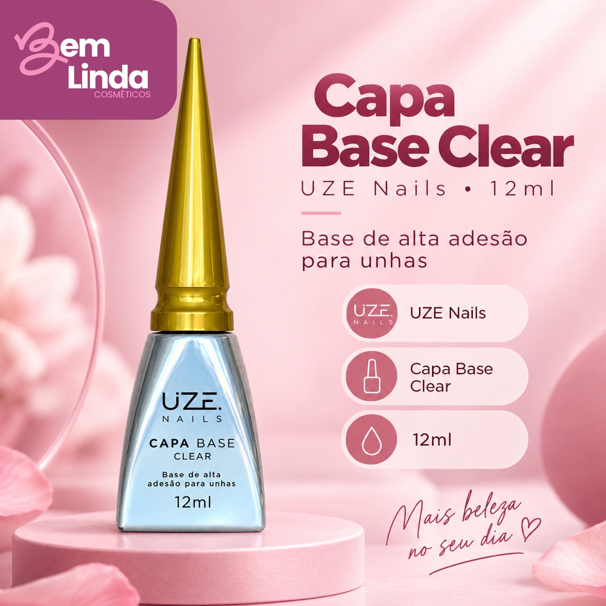 CAPA BASE CLEAR 12ML UZE - Imagem 2