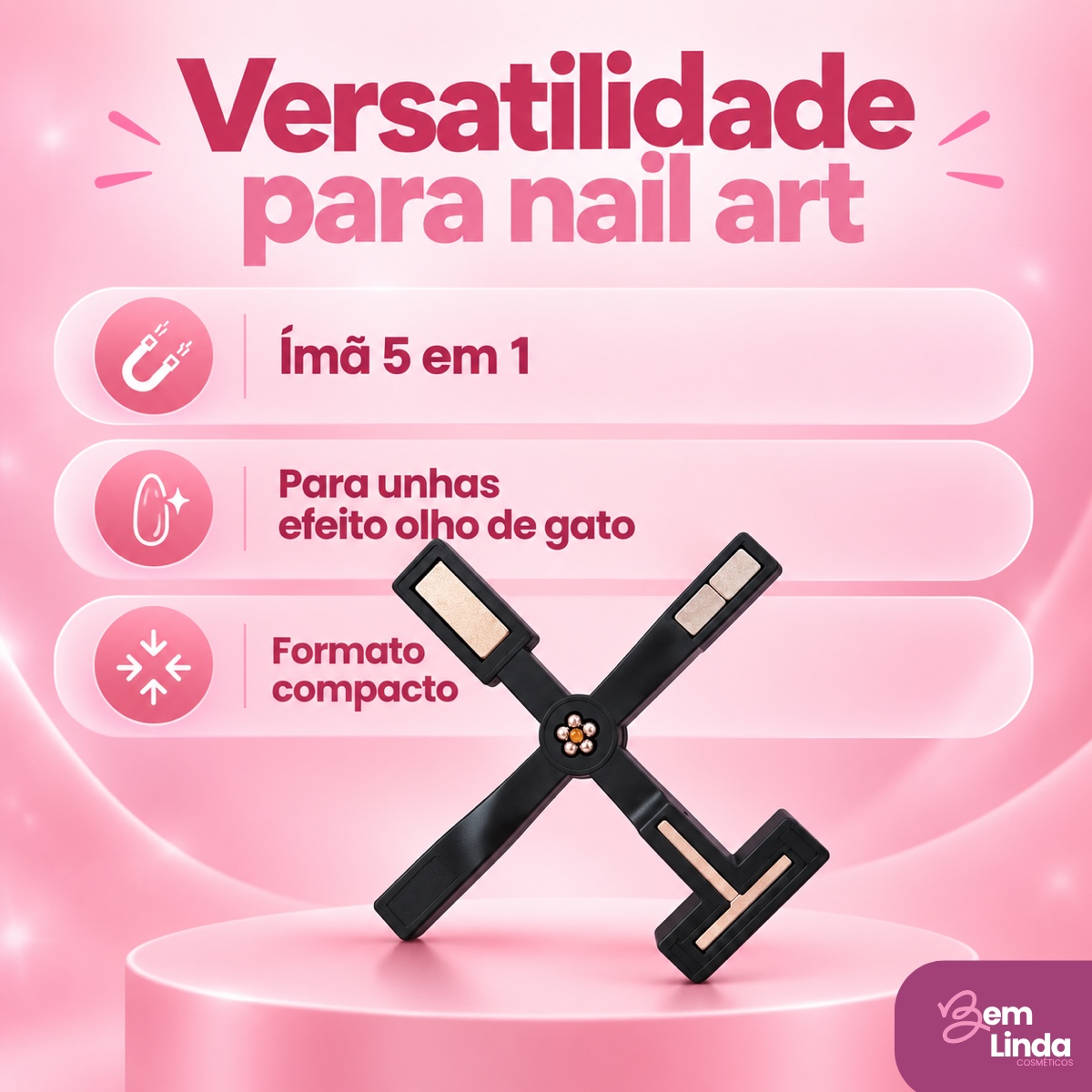 IMÃ MAGNÉTICO 5 EM 1 DAFU PARA ESMALTE GEL OLHO DE GATO - Imagem 5