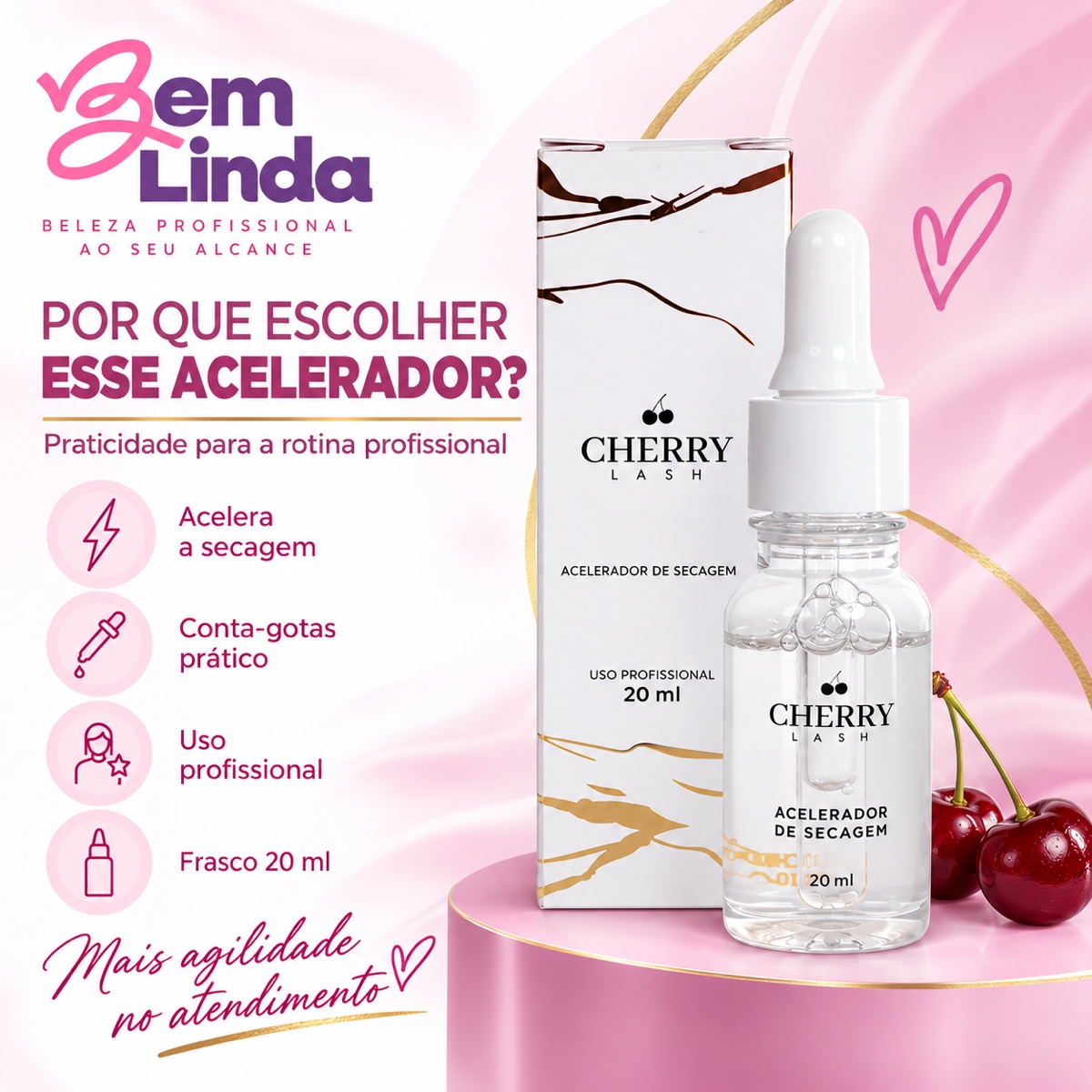 ACELERADOR DE SECAGEM 20ML CHERRY LASH - Imagem 3
