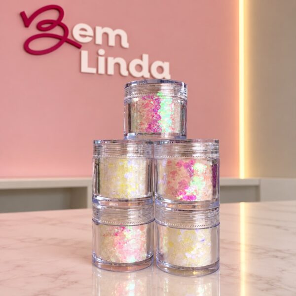 GLITTER FLOCADO DECORAÇÃO | TONS DE BRANCO | V121